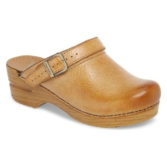 Dansko Ingrid Clog Honey Distressed Leather Comfort Mule Womens 40 EU 9.5 10 - Picture 1 of 8